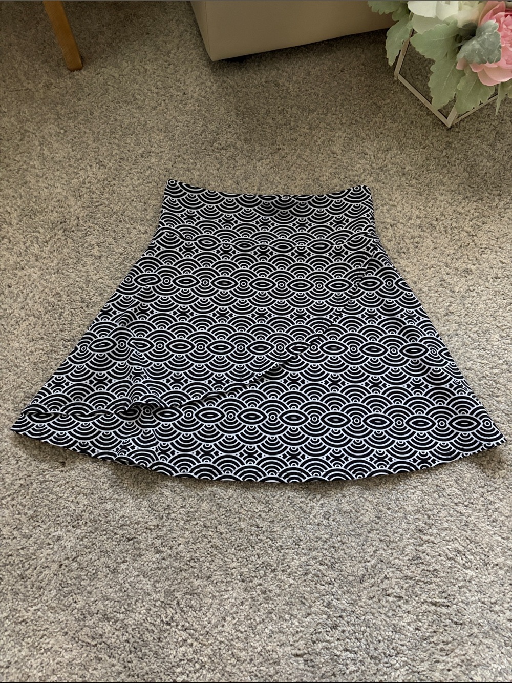 Soybu Sport Black & White Geometric A-Line Skirt XS